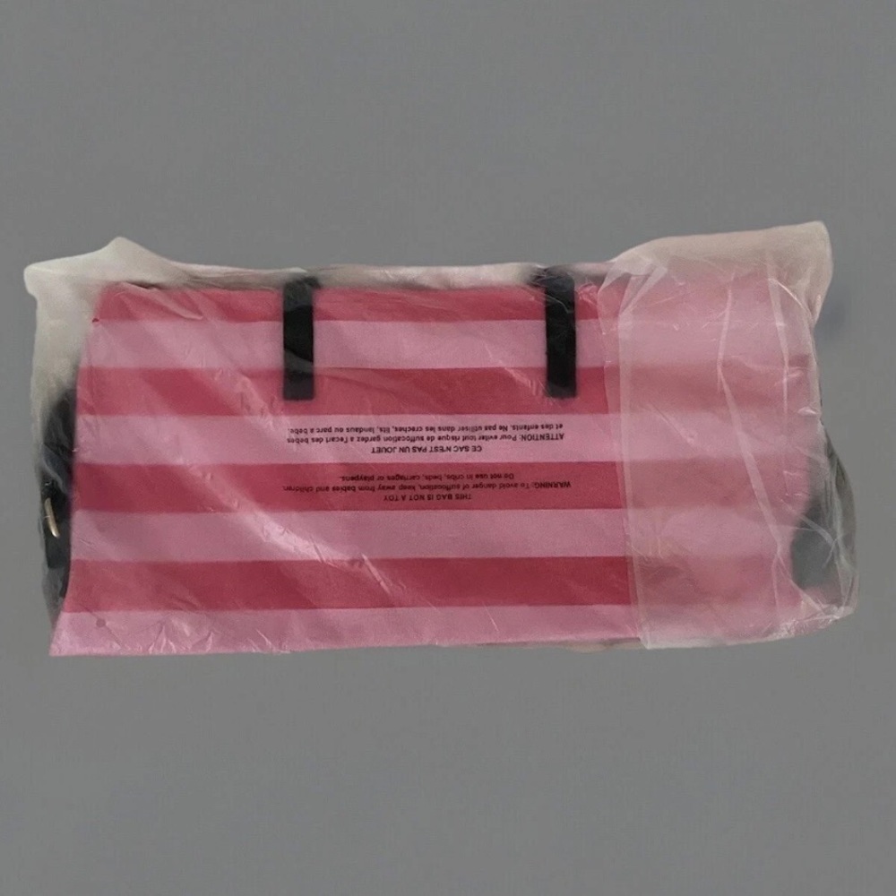 Pink and Black Striped VS Canvas Tote Bag NWT